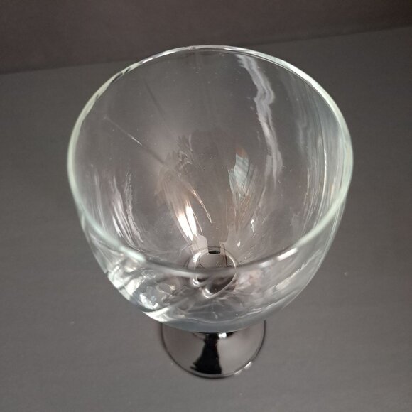 Cristal d'Arques Astra Goblet Black Stem Swirl Optic Clear Bowl Vintage France - Picture 4 of 13